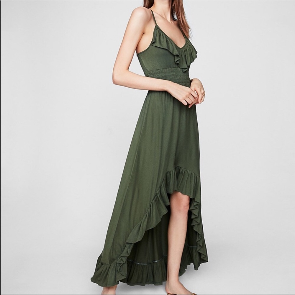 Express Dark Green Hi Low Dress